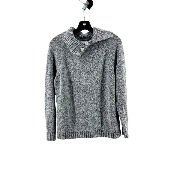 Karen Scott Sweaters - Karen Scott Women's Gray Long Sleeve Collared Knit Sweater Size Medium